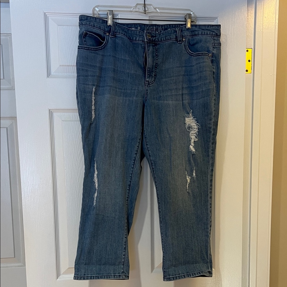 Jennifer Lopez Distressed Blue Cropped Jeans
